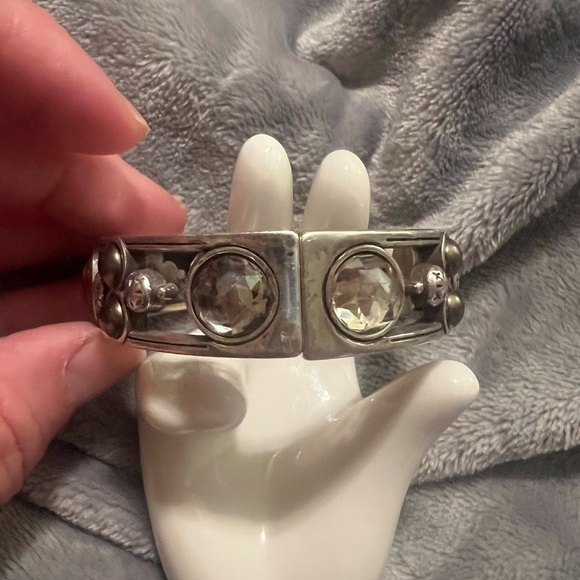 Brighton Selene Swarovski Silver Tone Cuff Bracelet, Magnetic Closure, good cond - Picture 3 of 9
